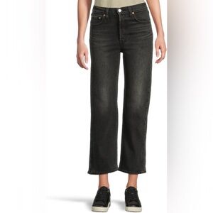 Levi's Women's Premium Ribcage Straight Ankle Jeans Feelin' Cagey Black Size 26